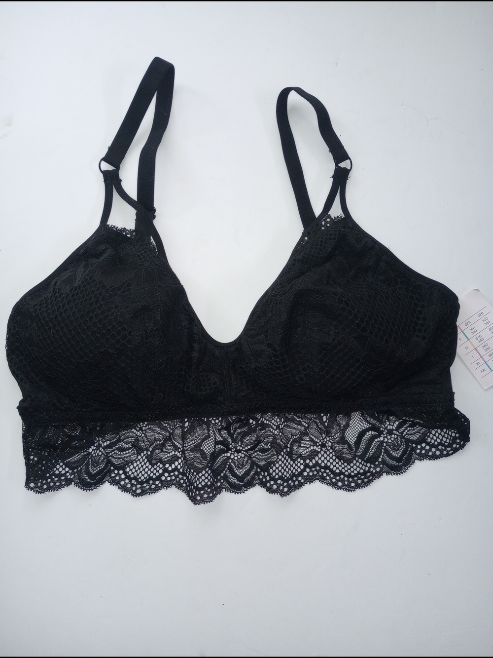 NWT Auden Black Lace Trim Wireless Padded Long Line Bralette M